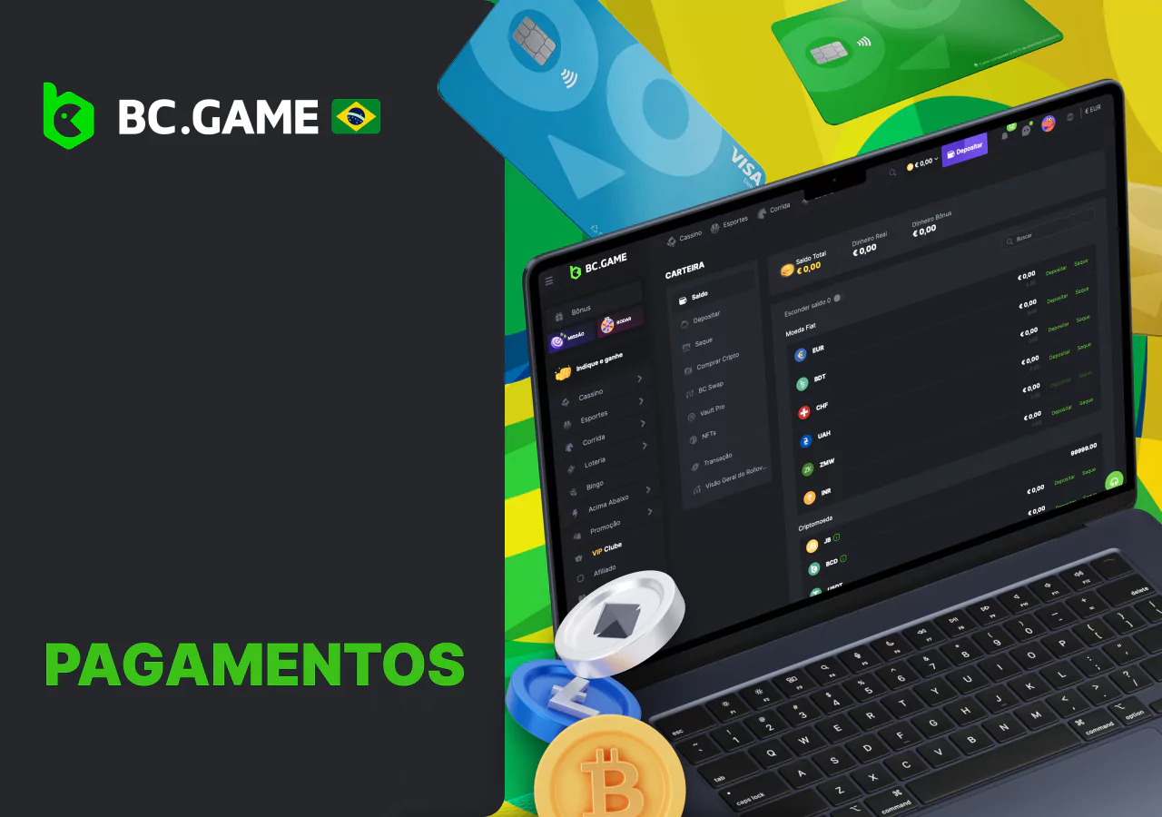 Métodos de pagamento disponíveis no BC Game