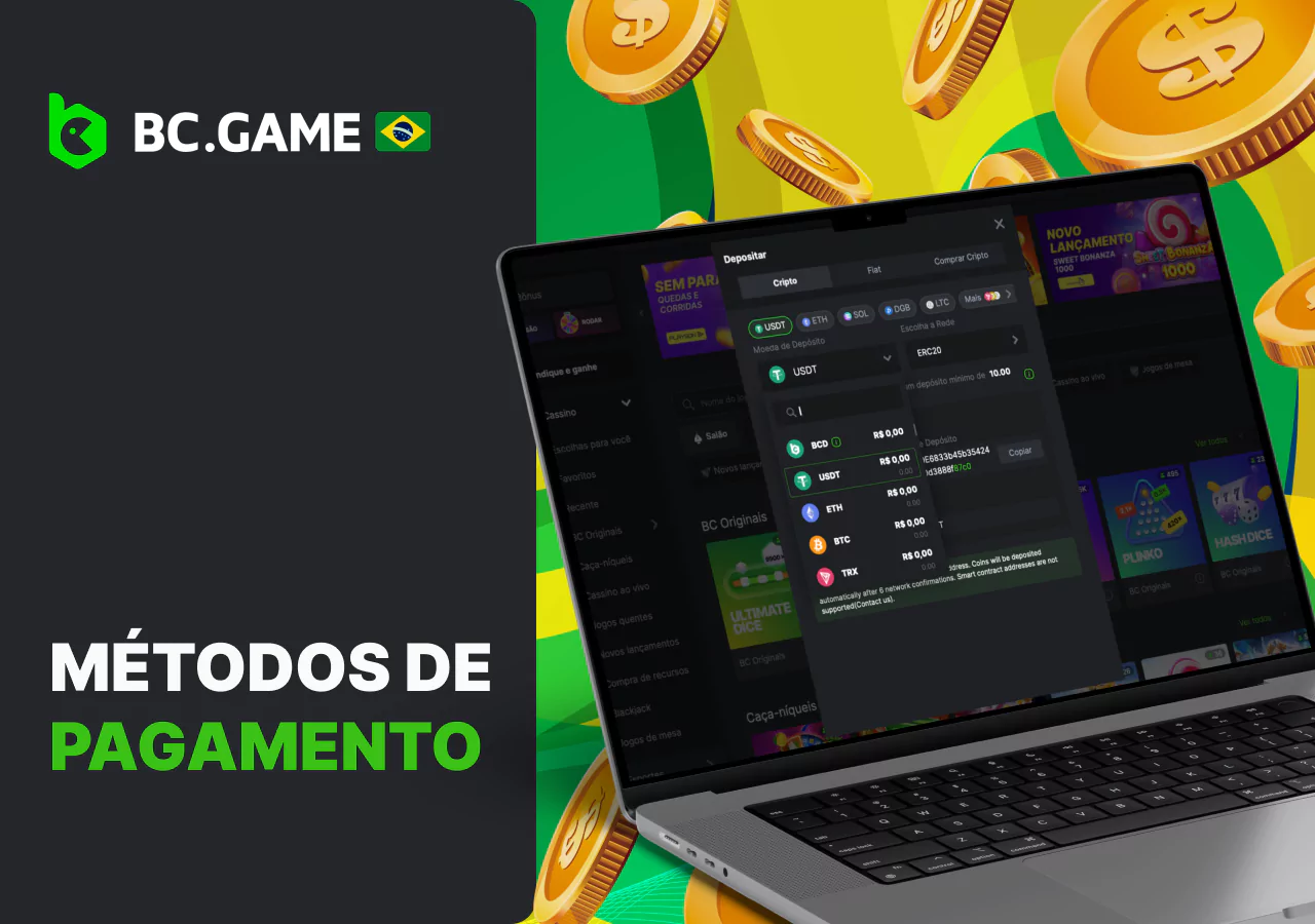 Métodos de pagamento disponíveis para usuários do BC Game