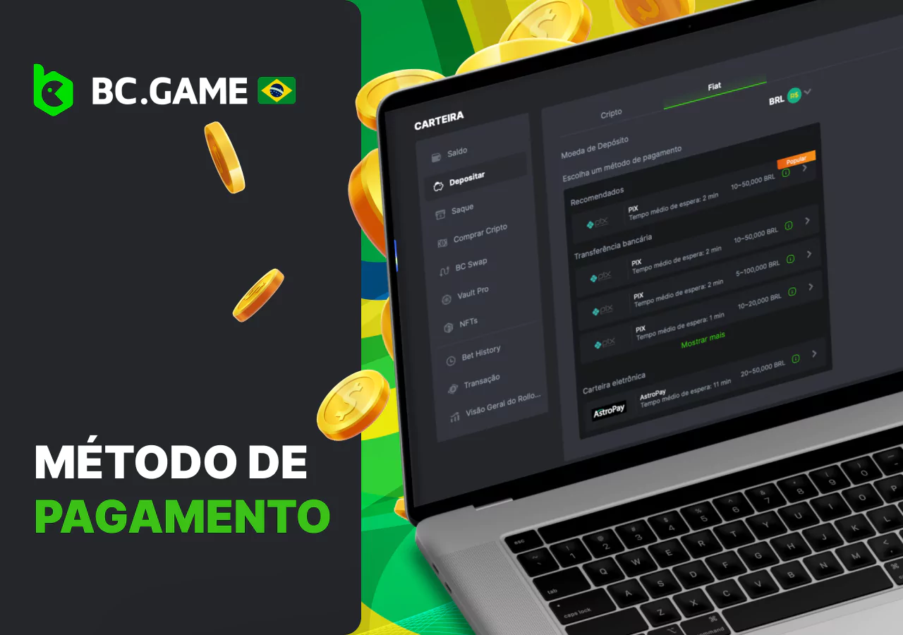 Métodos de pagamento para usuários do cassino BC Game